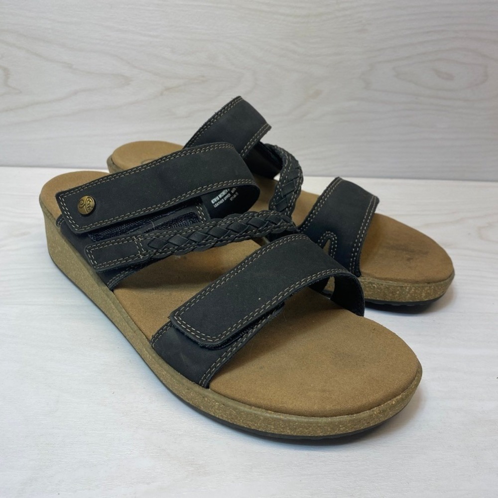 Orthofeet Womens 10.5 Sandals Verona 67016 Comfort Black Orthopedic Wedge